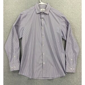 Mizzen + Main Shirt Mens XL Trim Fit Stretch White Blue Stripe Business Casual